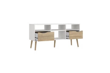 Hostafranc Golvstående TV Bänk 117,2 cm med Förvaring i Ek - Vit|Beige - Möbler - Tv möbel & mediamöbel - TV bänk & mediabänk