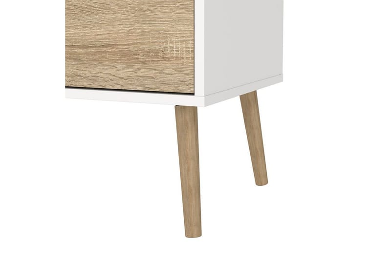 Hostafranc Golvstående TV Bänk 117,2 cm med Förvaring i Ek - Vit|Beige - Möbler - Tv möbel & mediamöbel - TV bänk & mediabänk