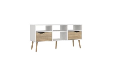 Hostafranc Golvstående TV Bänk 117,2 cm med Förvaring i Ek - Vit|Beige - Möbler - Tv möbel & mediamöbel - TV bänk & mediabänk