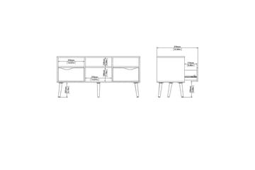 Hostafranc Golvstående TV Bänk 117,2 cm med Förvaring i Ek - Vit|Beige - Möbler - Tv möbel & mediamöbel - TV bänk & mediabänk