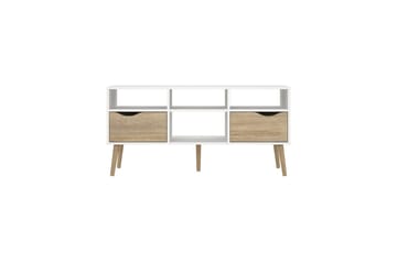 Hostafranc Golvstående TV Bänk 117,2 cm med Förvaring i Ek - Vit|Beige - Möbler - Tv möbel & mediamöbel - TV bänk & mediabänk