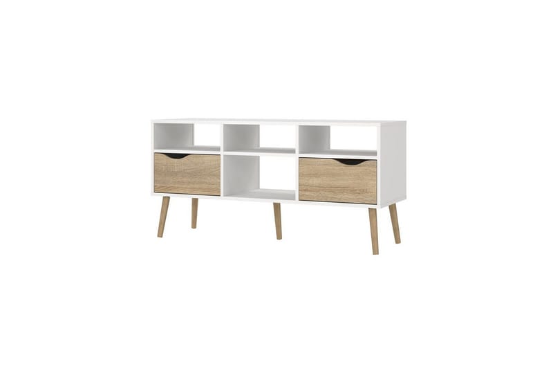 Hostafranc Golvstående TV Bänk 117,2 cm med Förvaring i Ek, Vit|Beige