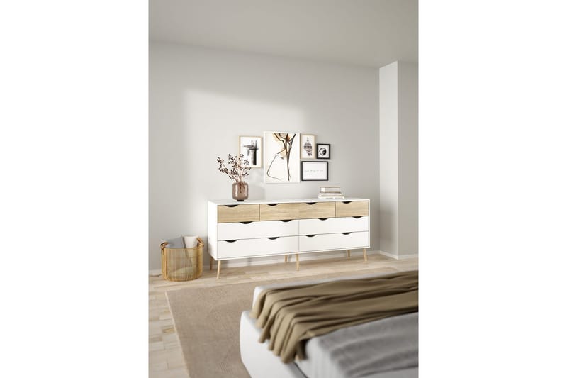 Hostafranc Tv-bänk 196 cm - Vit/Natur - Möbler - Tv möbel & mediamöbel - TV bänk & mediabänk