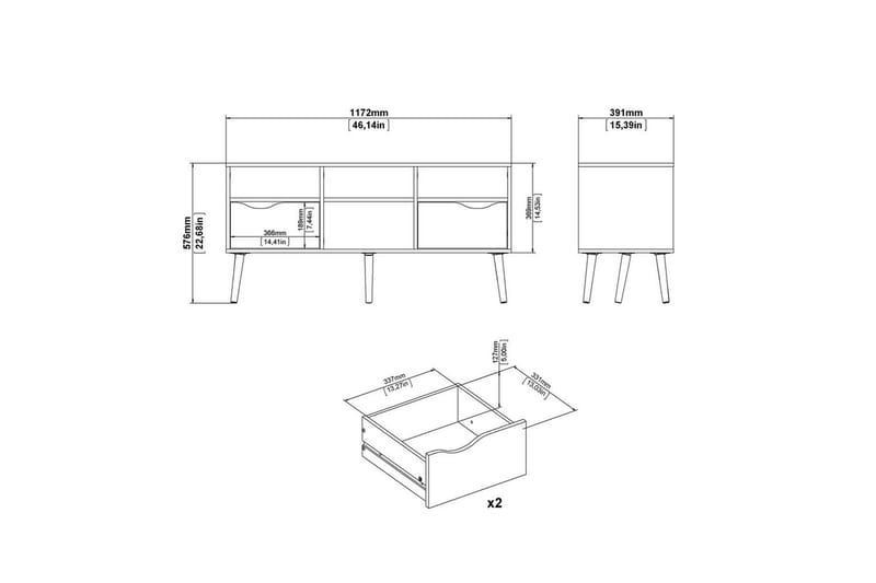 Hostafranc Tv-bänk 57,4 cm - Möbler - Tv möbel & mediamöbel - TV bänk & mediabänk