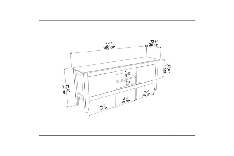 Hue Tv-bänk 150 cm - Svart/Ek - Möbler - Tv möbel & mediamöbel - TV bänk & mediabänk