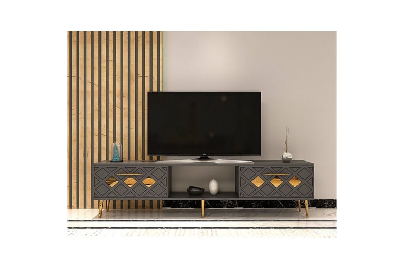 Ilna Tv-bänk 150 cm - Antracit/Guld - Möbler - Tv möbel & mediamöbel - TV bänk & mediabänk