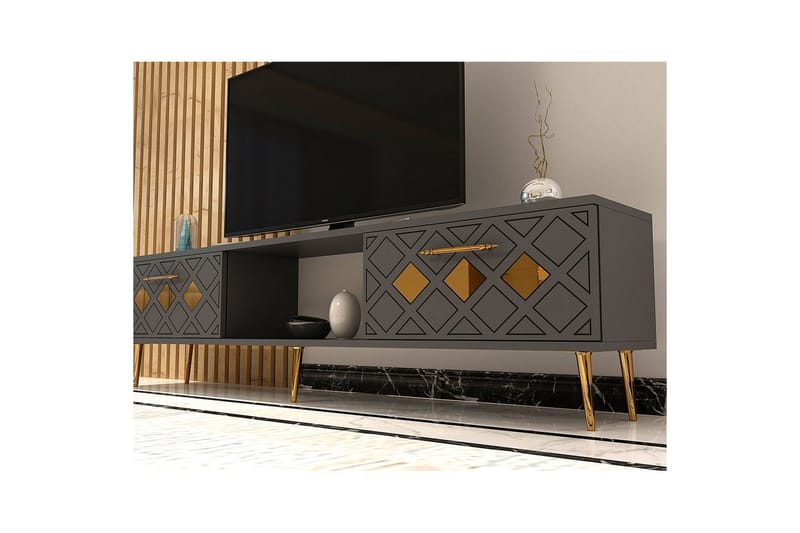Ilna Tv-bänk 150 cm - Antracit/Guld - Möbler - Tv möbel & mediamöbel - TV bänk & mediabänk