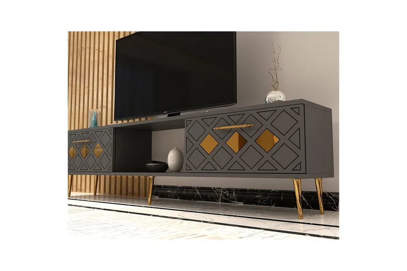 Ilna Tv-bänk 150 cm - Antracit/Guld - Möbler - Tv möbel & mediamöbel - TV bänk & mediabänk