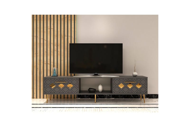 Ilna Tv-bänk 150 cm - Antracit/Guld - Möbler - Tv möbel & mediamöbel - TV bänk & mediabänk