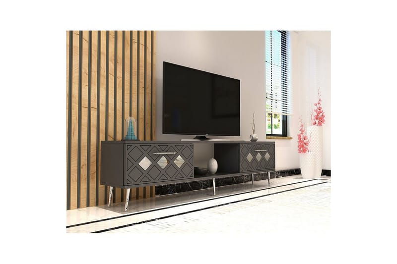 Ilna Tv-bänk 150 cm - Antracit/Silver - Möbler - Tv möbel & mediamöbel - TV bänk & mediabänk