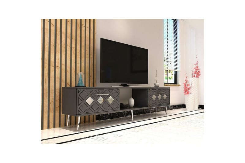 Ilna Tv-bänk 150 cm - Antracit/Silver - Möbler - Tv möbel & mediamöbel - TV bänk & mediabänk