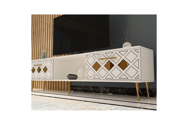Ilna Tv-bänk 150 cm - Vit/Guld - Möbler - Tv möbel & mediamöbel - TV bänk & mediabänk