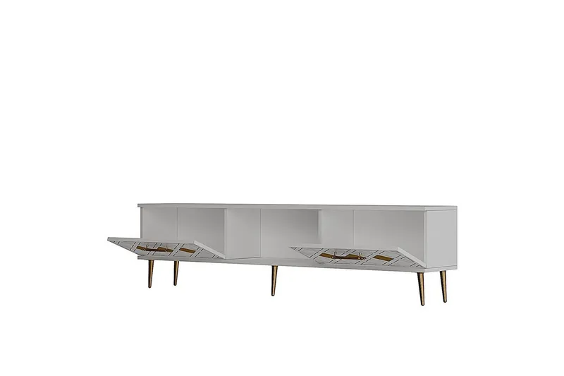 Ilna Tv-bänk 150 cm - Vit/Silver - Möbler - Tv möbel & mediamöbel - TV bänk & mediabänk