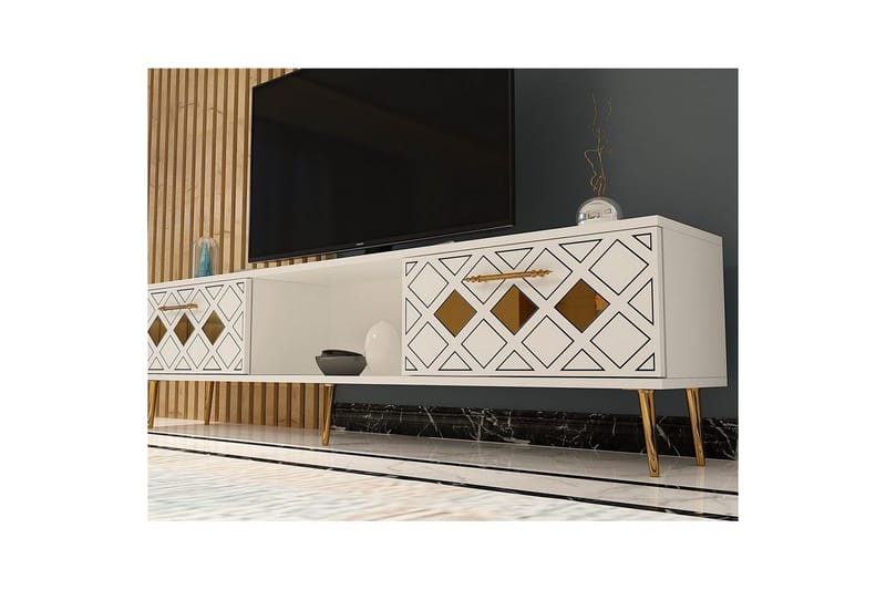 Ilna Tv-bänk 150 cm - Vit/Silver - Möbler - Tv möbel & mediamöbel - TV bänk & mediabänk