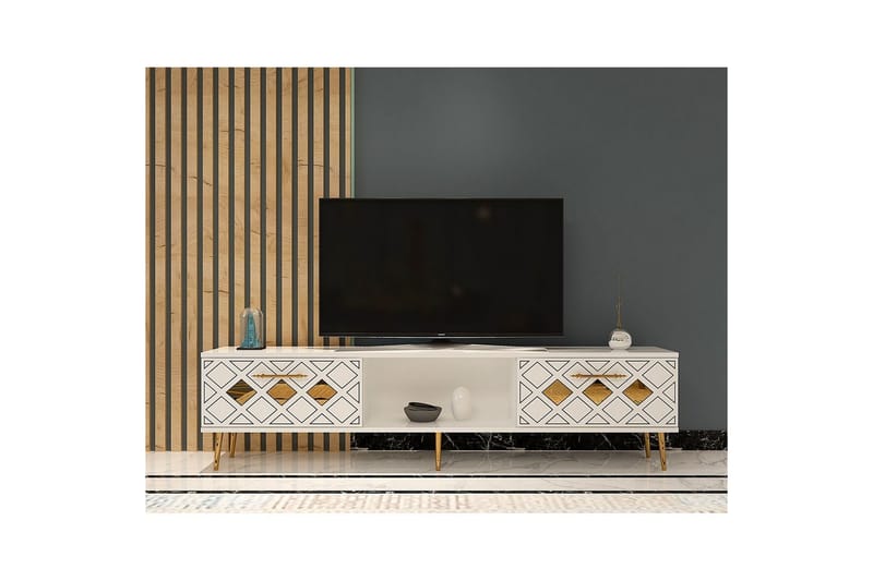 Ilna Tv-bänk 150 cm - Vit/Silver - Möbler - Tv möbel & mediamöbel - TV bänk & mediabänk
