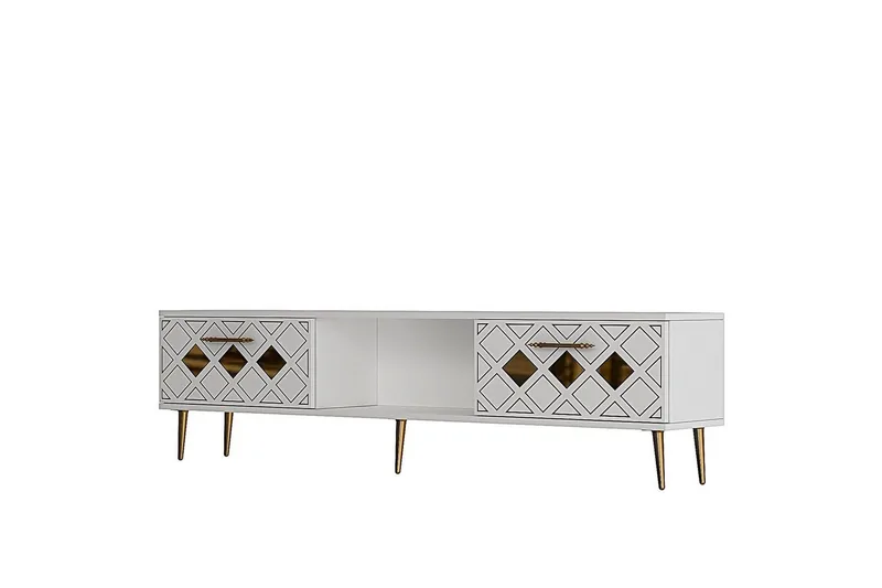 Ilna Tv-bänk 150 cm - Vit/Silver - Möbler - Tv möbel & mediamöbel - TV bänk & mediabänk