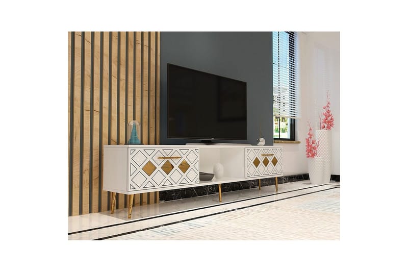 Ilna Tv-bänk 150 cm - Vit/Silver - Möbler - Tv möbel & mediamöbel - TV bänk & mediabänk