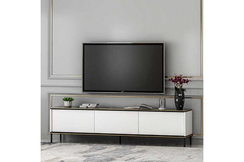 Imaj Golvstående Tv-bänk 180 cm med Förvaring i Målat Trä - Vit - Möbler - Tv möbel & mediamöbel - TV bänk & mediabänk
