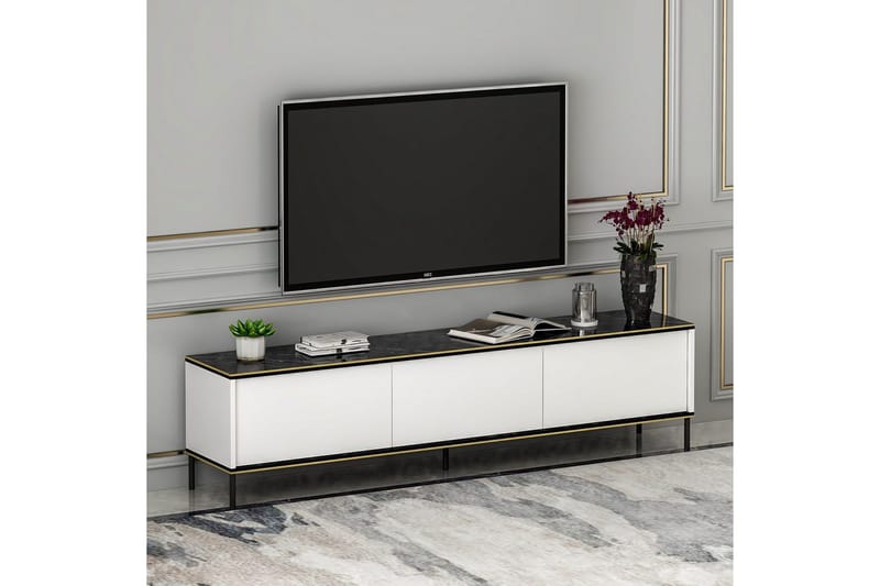 Imaj Golvstående Tv-bänk 180 cm med Förvaring i Målat Trä - Vit - Möbler - Tv möbel & mediamöbel - TV bänk & mediabänk
