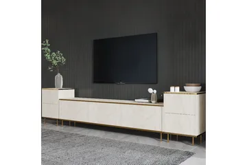 Imaj Golvstående Tv-bänk 180 cm med Förvaring i Trä med Metallben - Benvit - Möbler - Tv möbel & mediamöbel - TV bänk & mediabänk