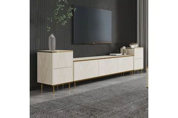 Imaj Golvstående Tv-bänk 180 cm med Förvaring i Trä med Metallben - Benvit - Möbler - Tv möbel & mediamöbel - TV bänk & mediabänk