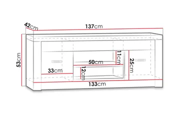 Indianapolis TV-bänk 137x42x53 cm - Vit Led-Belysning - Möbler - Tv möbel & mediamöbel - TV bänk & mediabänk