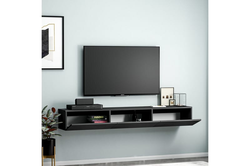 Interlaken Vägghängd TV Bänk 180 cm med Förvaring i Målat Trä - Svart - Möbler - Tv möbel & mediamöbel - TV bänk & mediabänk