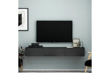 Interlaken Vägghängd TV Bänk 180 cm med Förvaring i Målat Trä - Svart - Möbler - Tv möbel & mediamöbel - TV bänk & mediabänk
