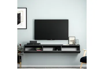 Interlaken Vägghängd TV Bänk 180 cm med Förvaring i Målat Trä - Svart - Möbler - Tv möbel & mediamöbel - TV bänk & mediabänk