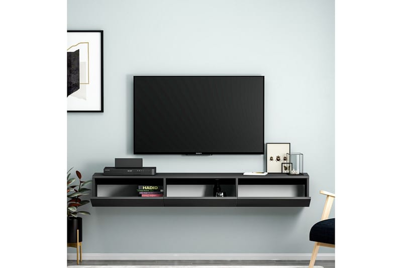 Interlaken Vägghängd TV Bänk 180 cm med Förvaring i Målat Trä - Svart - Möbler - Tv möbel & mediamöbel - TV bänk & mediabänk