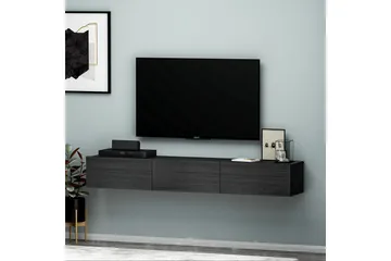 Interlaken Vägghängd TV Bänk 180 cm med Förvaring i Målat Trä - Svart - Möbler - Tv möbel & mediamöbel - TV bänk & mediabänk