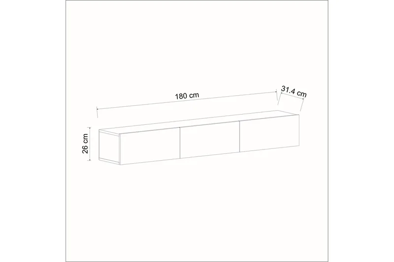 Interlaken Vägghängd TV Bänk 180 cm med Förvaring i Målat Trä - Svart - Möbler - Tv möbel & mediamöbel - TV bänk & mediabänk