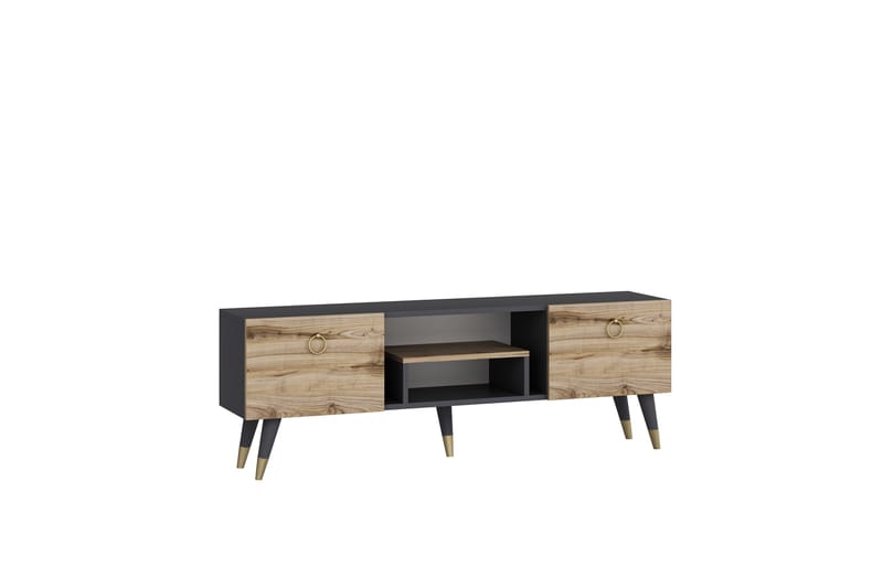 Irma Tv-bänk 150x29,6 cm Brun/Svart - Hanah Home - Möbler - Tv möbel & mediamöbel - TV bänk & mediabänk
