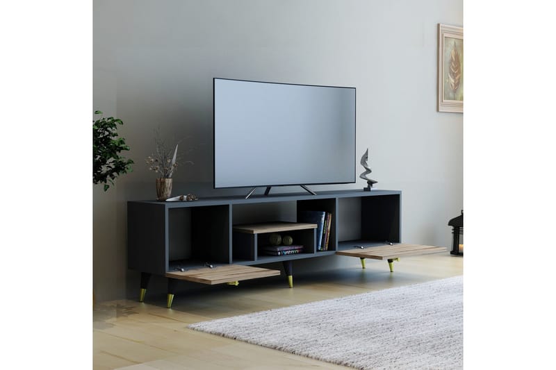 Irma Tv-bänk 150x29,6 cm Brun/Svart - Hanah Home - Möbler - Tv möbel & mediamöbel - TV bänk & mediabänk