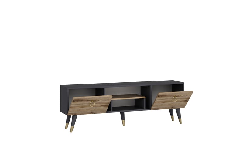 Irma Tv-bänk 150x29,6 cm Brun/Svart - Hanah Home - Möbler - Tv möbel & mediamöbel - TV bänk & mediabänk
