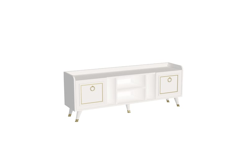 Irubhi Tv-möbelset 150x35 cm Vit/Guld - Hanah Home - Möbler - Tv möbel & mediamöbel - TV-möbelset