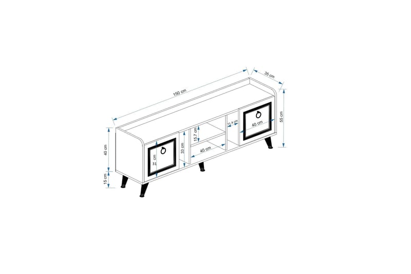 Irubhi Tv-möbelset 150x35 cm Vit/Guld - Hanah Home - Möbler - Tv möbel & mediamöbel - TV-möbelset