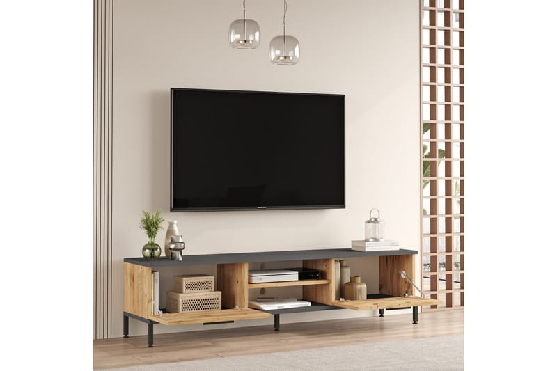 Jahida Tv-möbelset 160x35 cm Mörkblå/Svart - Hanah Home - TV-möbelset