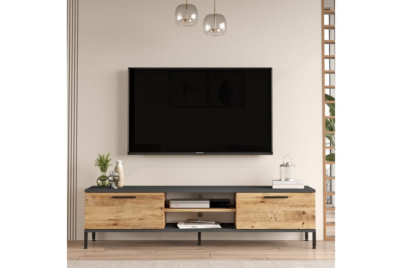 Jahida Tv-möbelset 160x35 cm Mörkblå/Svart - Hanah Home - TV-möbelset