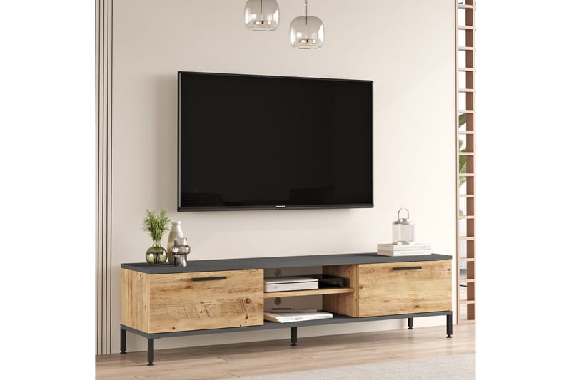 Jahida Tv-möbelset 160x35 cm Mörkblå/Svart - Hanah Home - TV-möbelset