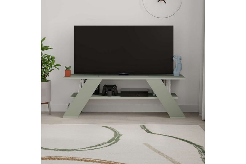 Janesh Golvstående Tv Bänk 120 cm med Förvaring i Målat Trä - Grön - Möbler - Tv möbel & mediamöbel - TV bänk & mediabänk