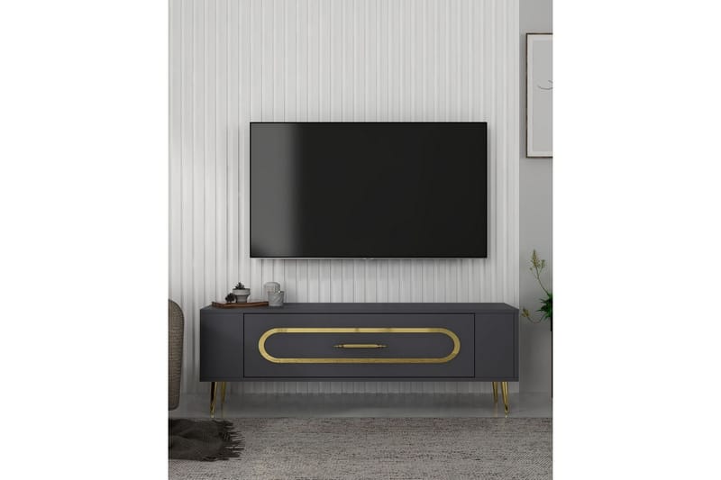 Javin Tv-bänk 120 cm - Antracit/Guld - Möbler - Tv möbel & mediamöbel - TV bänk & mediabänk