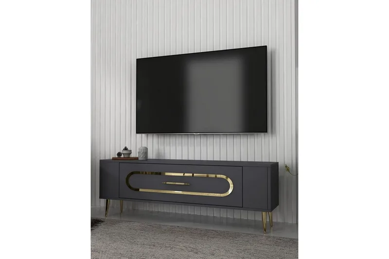 Javin Tv-bänk 120 cm - Antracit/Guld - Möbler - Tv möbel & mediamöbel - TV bänk & mediabänk
