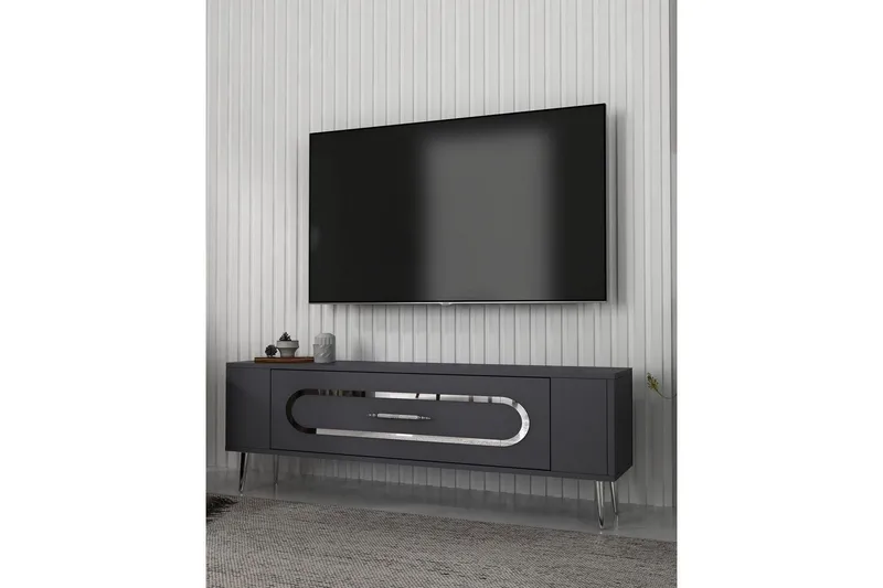 Javin Tv-bänk 120 cm - Antracit/Silver - Möbler - Tv möbel & mediamöbel - TV bänk & mediabänk