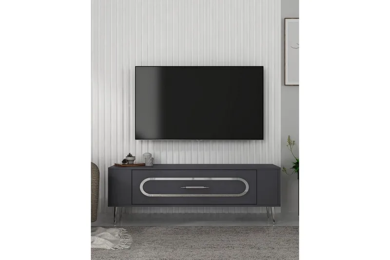Javin Tv-bänk 120 cm - Antracit/Silver - Möbler - Tv möbel & mediamöbel - TV bänk & mediabänk
