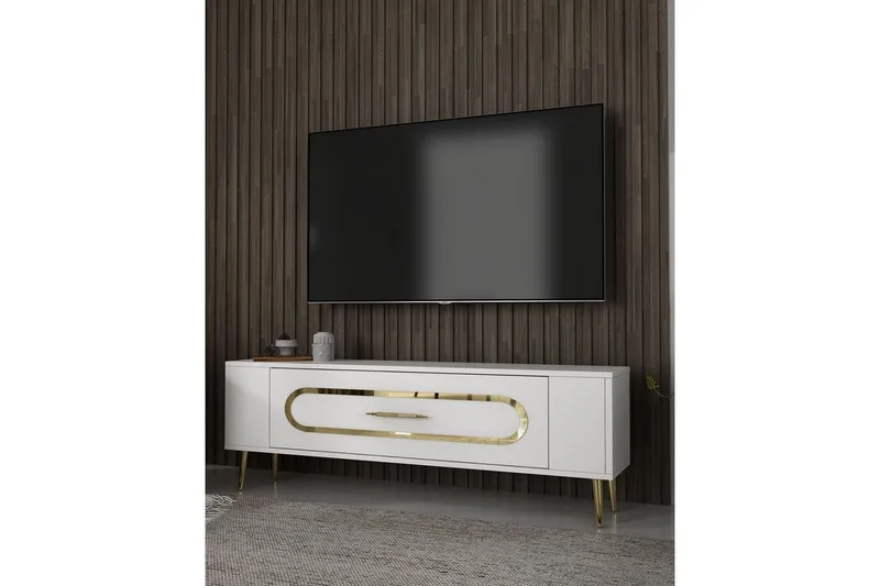 Javin Tv-bänk 120 cm - Vit/Guld - Möbler - Tv möbel & mediamöbel - TV bänk & mediabänk