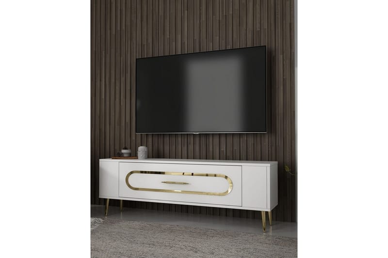 Javin Tv-bänk 120 cm - Vit/Guld - Möbler - Tv möbel & mediamöbel - TV bänk & mediabänk