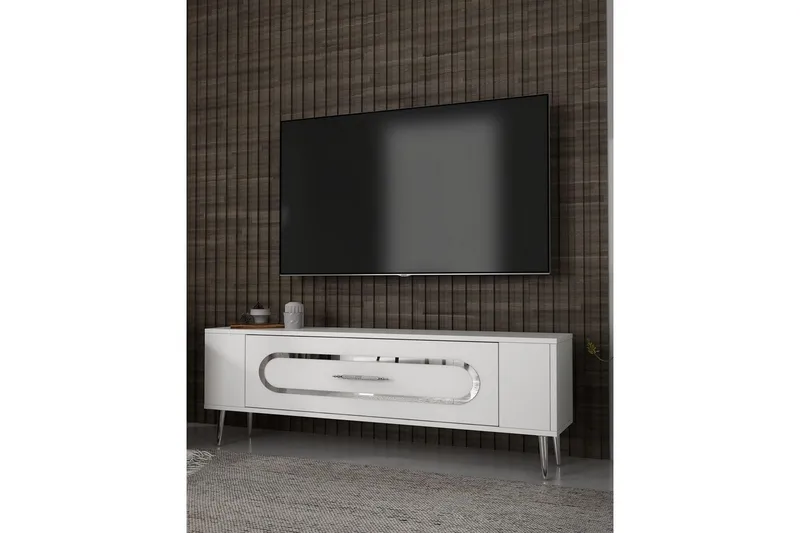 Javin Tv-bänk 120 cm - Vit/Silver - Möbler - Tv möbel & mediamöbel - TV bänk & mediabänk