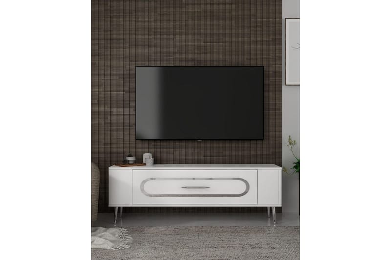 Javin Tv-bänk 120 cm - Vit/Silver - Möbler - Tv möbel & mediamöbel - TV bänk & mediabänk