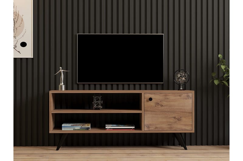 Jena Golvstående Tv-bänk 120 cm med Förvaring i Mörkt Trä - Brun - Möbler - Tv möbel & mediamöbel - TV bänk & mediabänk
